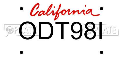 ODT98I California License Plate