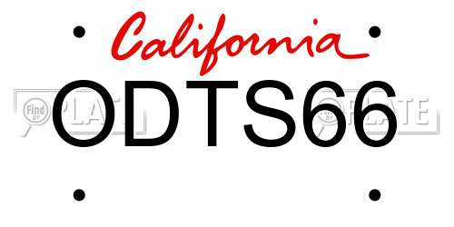 ODTS66 California License Plate