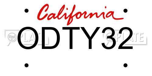 ODTY32 California License Plate