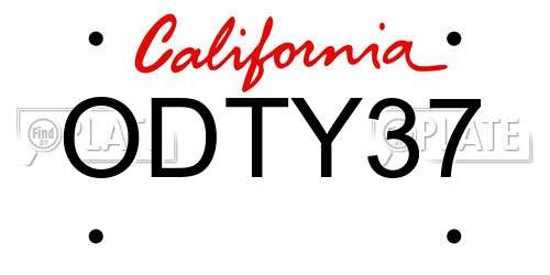 ODTY37 California License Plate