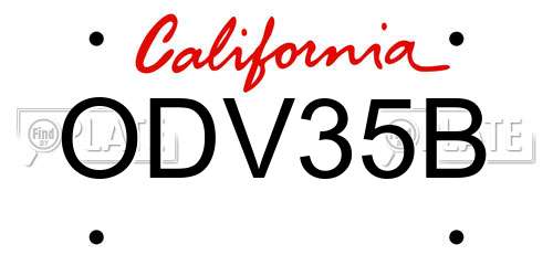 ODV35B California License Plate