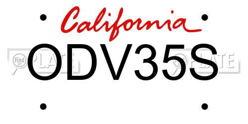 ODV35S California License Plate