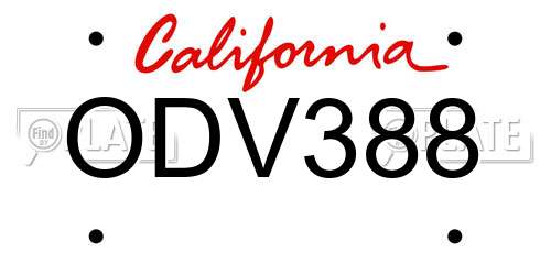 ODV388 California License Plate