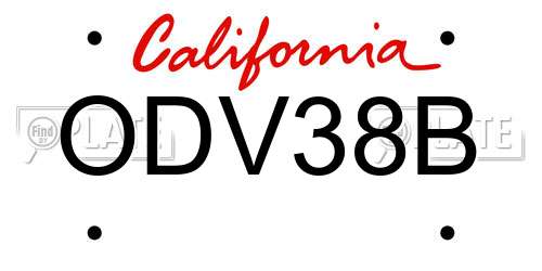 ODV38B California License Plate