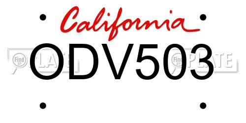 ODV503 California License Plate