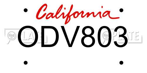 ODV803 California License Plate