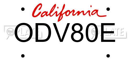 ODV80E California License Plate