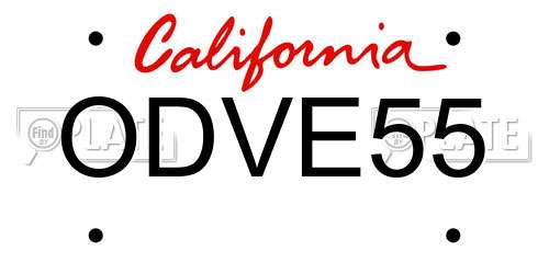 ODVE55 California License Plate