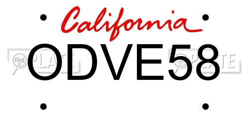 ODVE58 California License Plate