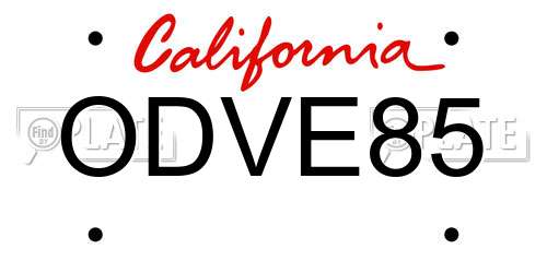 ODVE85 California License Plate
