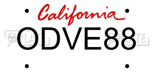 ODVE88 California License Plate