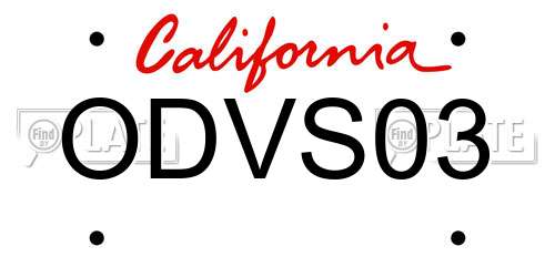 ODVS03 California License Plate
