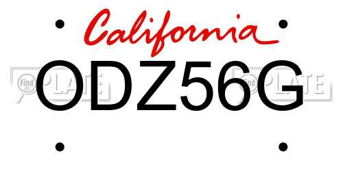 ODZ56G California License Plate