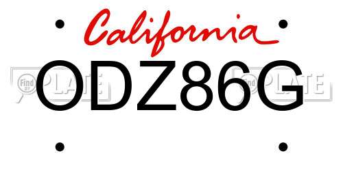 ODZ86G California License Plate
