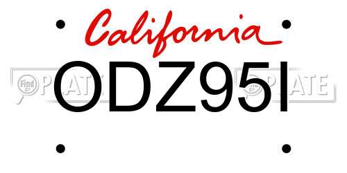 ODZ95I California License Plate