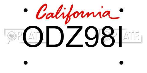 ODZ98I California License Plate