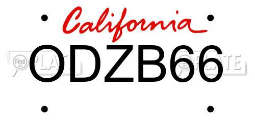 ODZB66 California License Plate