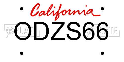 ODZS66 California License Plate