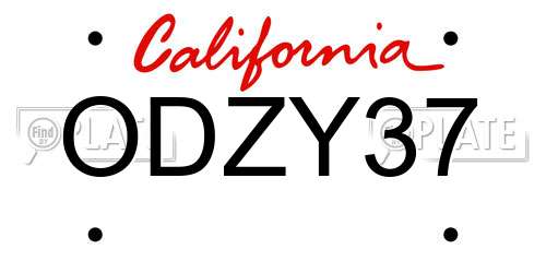 ODZY37 California License Plate