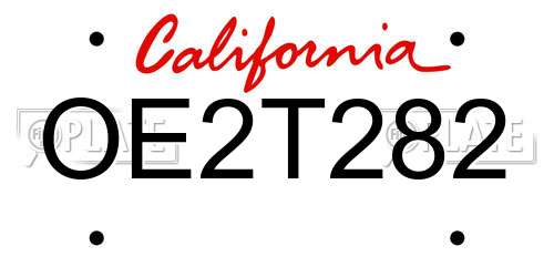 OE2T282 California License Plate