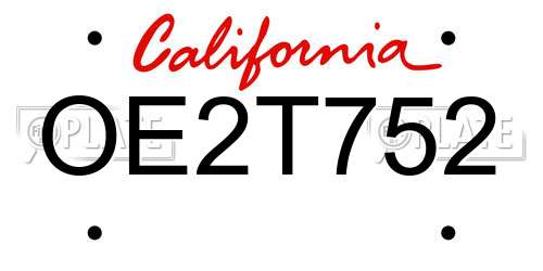 OE2T752 California License Plate