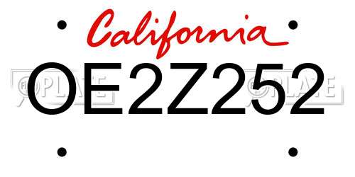 OE2Z252 California License Plate
