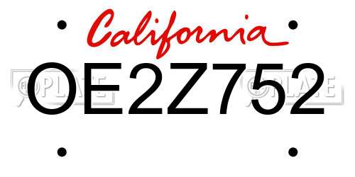 OE2Z752 California License Plate