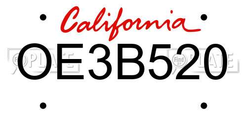 OE3B520 California License Plate