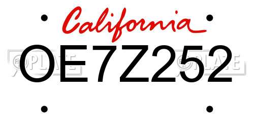 OE7Z252 California License Plate