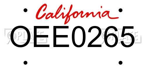 OEE0265 California License Plate