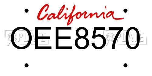 OEE8570 California License Plate