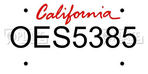 OES5385 California License Plate