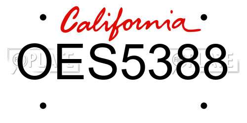 OES5388 California License Plate