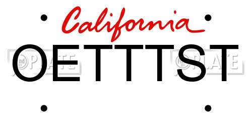OETTTST California License Plate