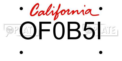 OF0B5I California License Plate