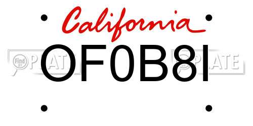 OF0B8I California License Plate