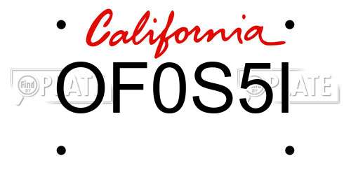 OF0S5I California License Plate