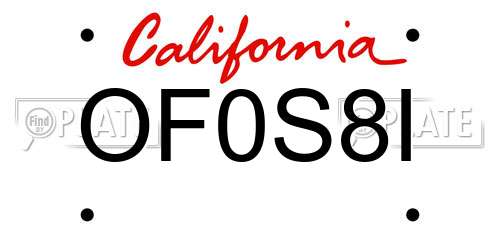 OF0S8I California License Plate