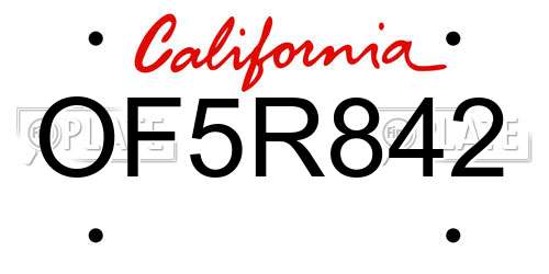 OF5R842 California License Plate