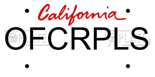 OFCRPLS California License Plate