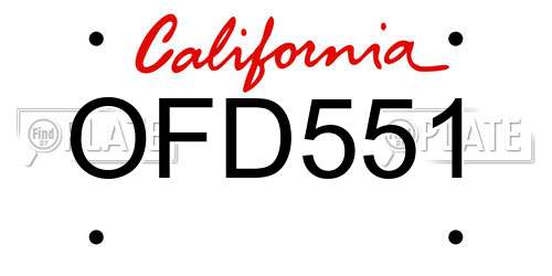 OFD551 California License Plate