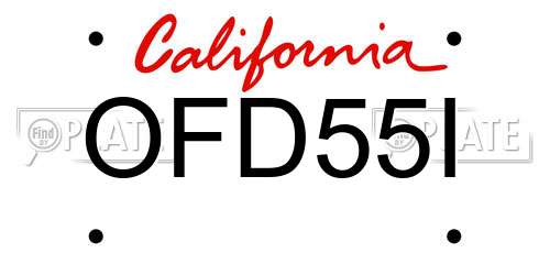 OFD55I California License Plate