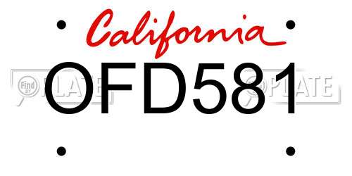 OFD581 California License Plate