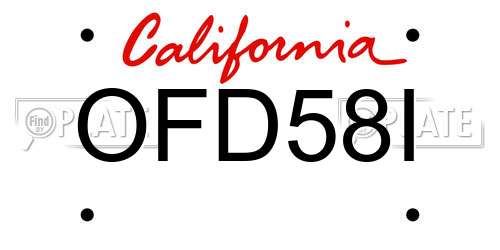 OFD58I California License Plate