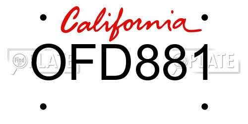 OFD881 California License Plate
