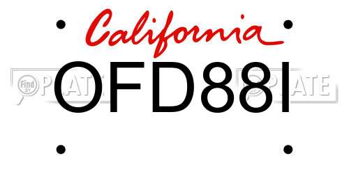 OFD88I California License Plate