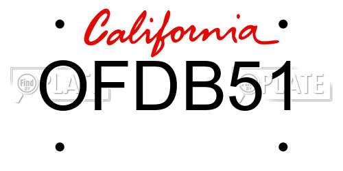 OFDB51 California License Plate