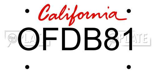 OFDB81 California License Plate