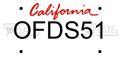 OFDS51 California License Plate