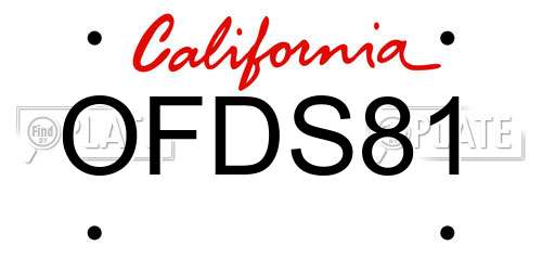 OFDS81 California License Plate